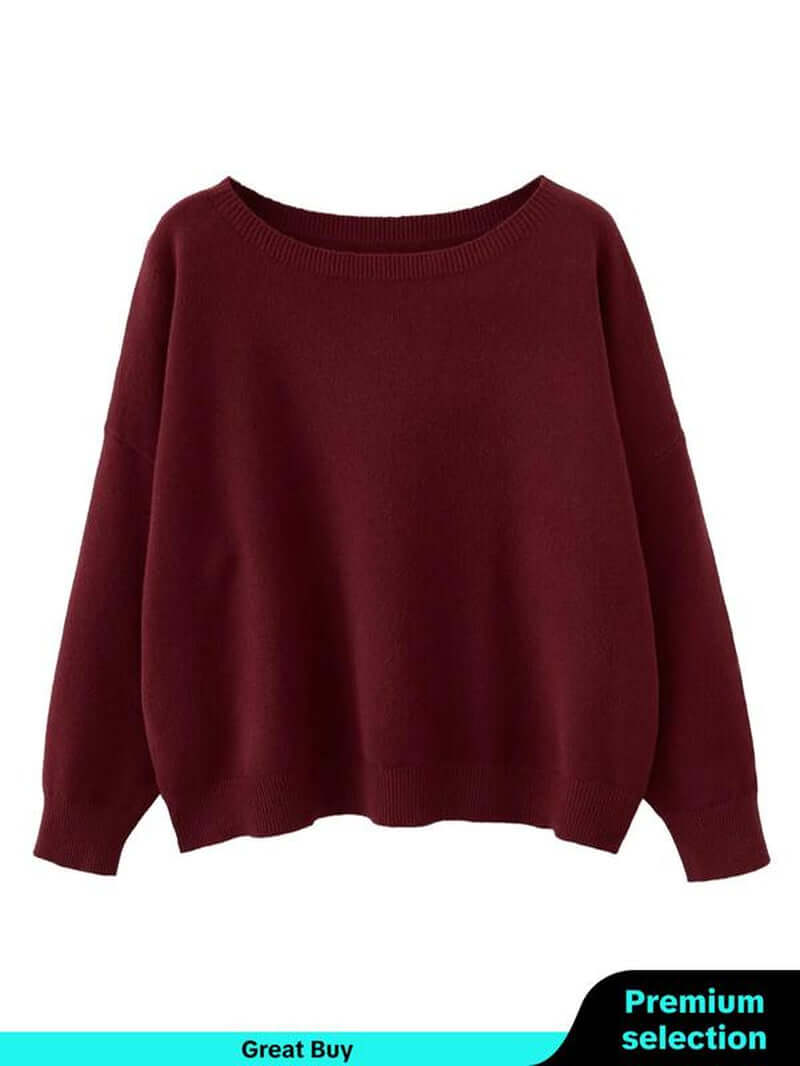 Women'S Plain Scoop Neck Sweater, Casual Drop Shoulder Long Sleeve Jumper, Women Fall & Winter Knit Top, Sweaters for Women, Womenswear
