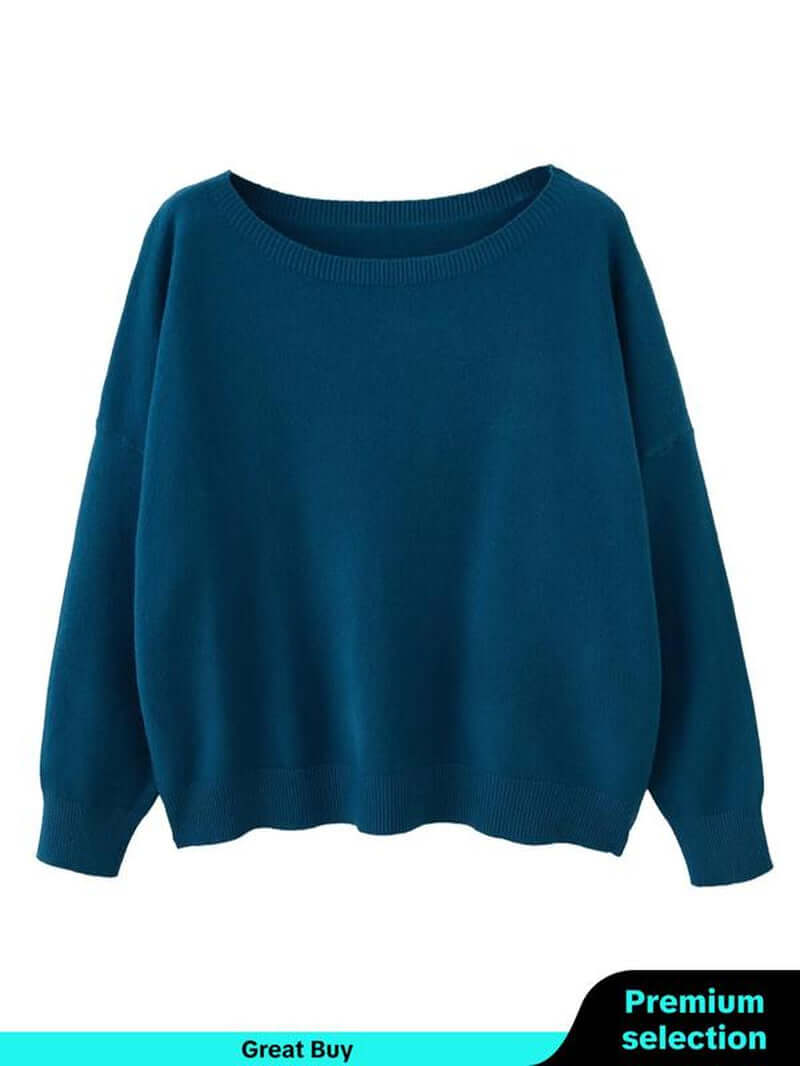 Women'S Plain Scoop Neck Sweater, Casual Drop Shoulder Long Sleeve Jumper, Women Fall & Winter Knit Top, Sweaters for Women, Womenswear