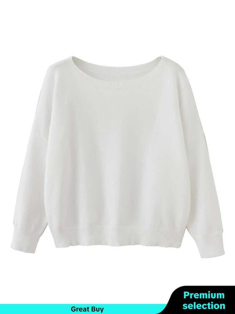 Women'S Plain Scoop Neck Sweater, Casual Drop Shoulder Long Sleeve Jumper, Women Fall & Winter Knit Top, Sweaters for Women, Womenswear
