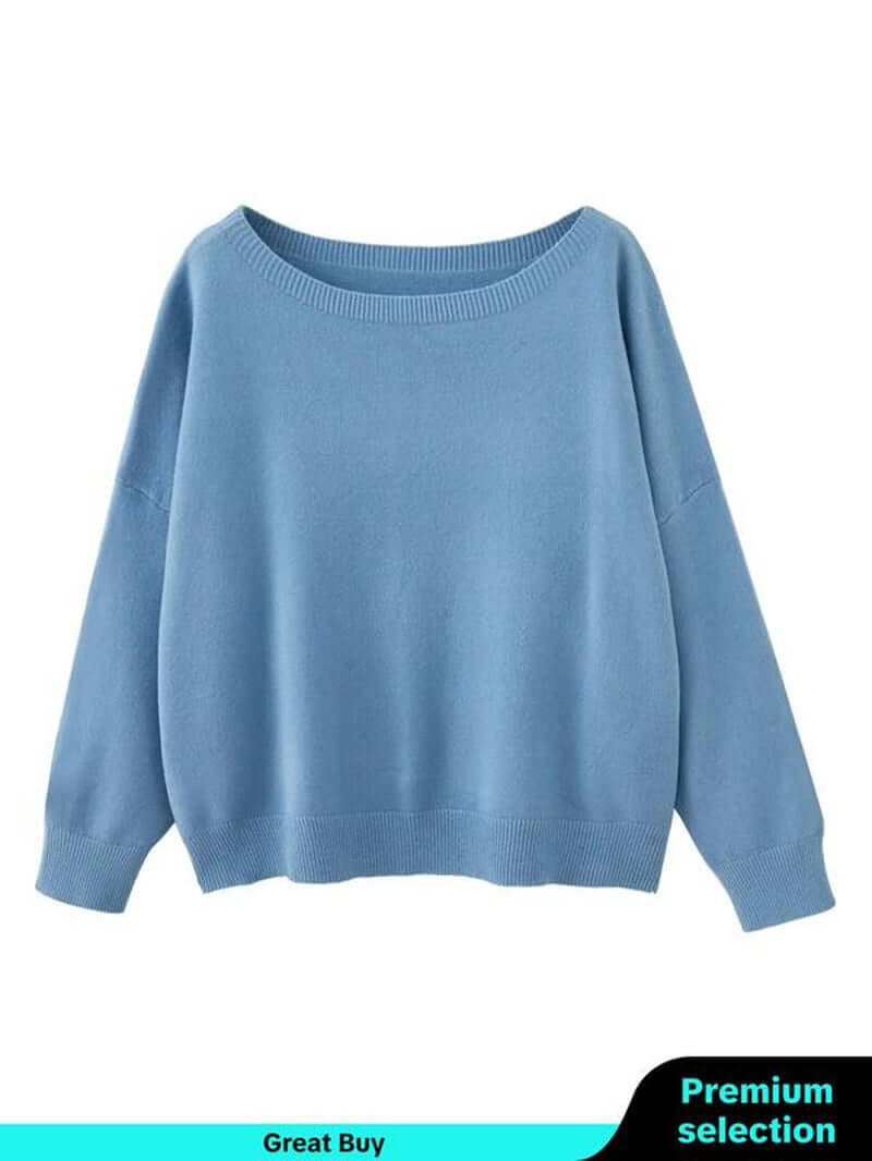 Women'S Plain Scoop Neck Sweater, Casual Drop Shoulder Long Sleeve Jumper, Women Fall & Winter Knit Top, Sweaters for Women, Womenswear