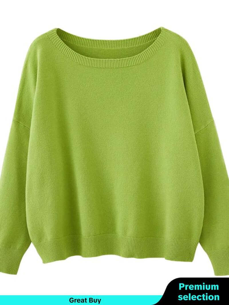 Women'S Plain Scoop Neck Sweater, Casual Drop Shoulder Long Sleeve Jumper, Women Fall & Winter Knit Top, Sweaters for Women, Womenswear