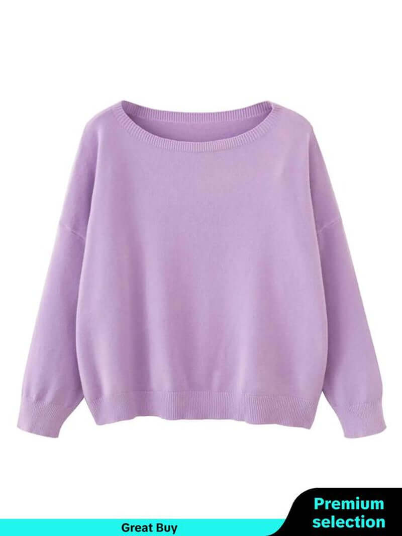 Women'S Plain Scoop Neck Sweater, Casual Drop Shoulder Long Sleeve Jumper, Women Fall & Winter Knit Top, Sweaters for Women, Womenswear