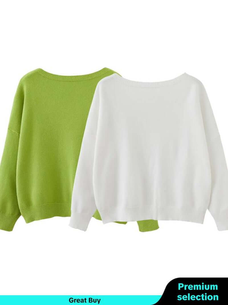 Women'S Plain Scoop Neck Sweater, Casual Drop Shoulder Long Sleeve Jumper, Women Fall & Winter Knit Top, Sweaters for Women, Womenswear