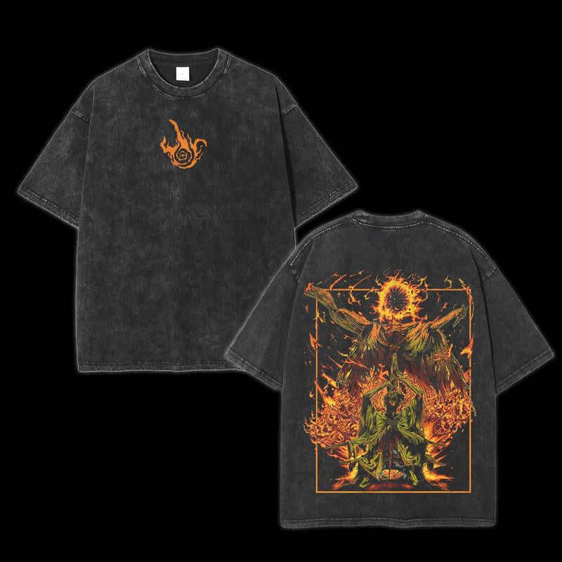 Elder Ring Midra Acid Washed Tshirt, Merch Washed T-Shirt, Washed Heavyweight Cotton, Graphic , Gothic, Dark Gothic T-Shirt Menswear Top Tropical Graphic Tees