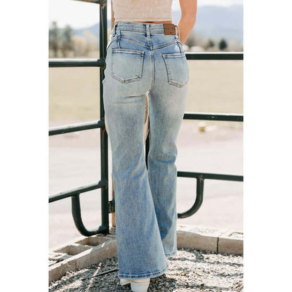 Mira Western Embroidered Saige Denim Flare Jeans (Medium Dark)