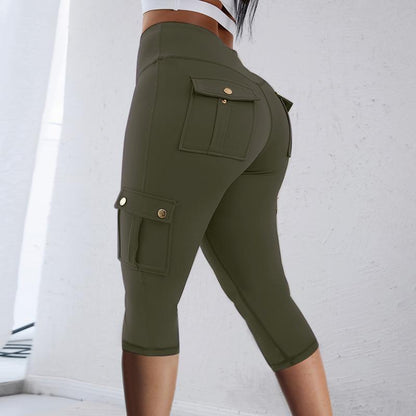 Chicme Womens Butt Lifting Leggings with Flap Pockets High Waist Tummy Control Workout Cargo Leggings Yoga Pants Stretchable Gym Training Fitness